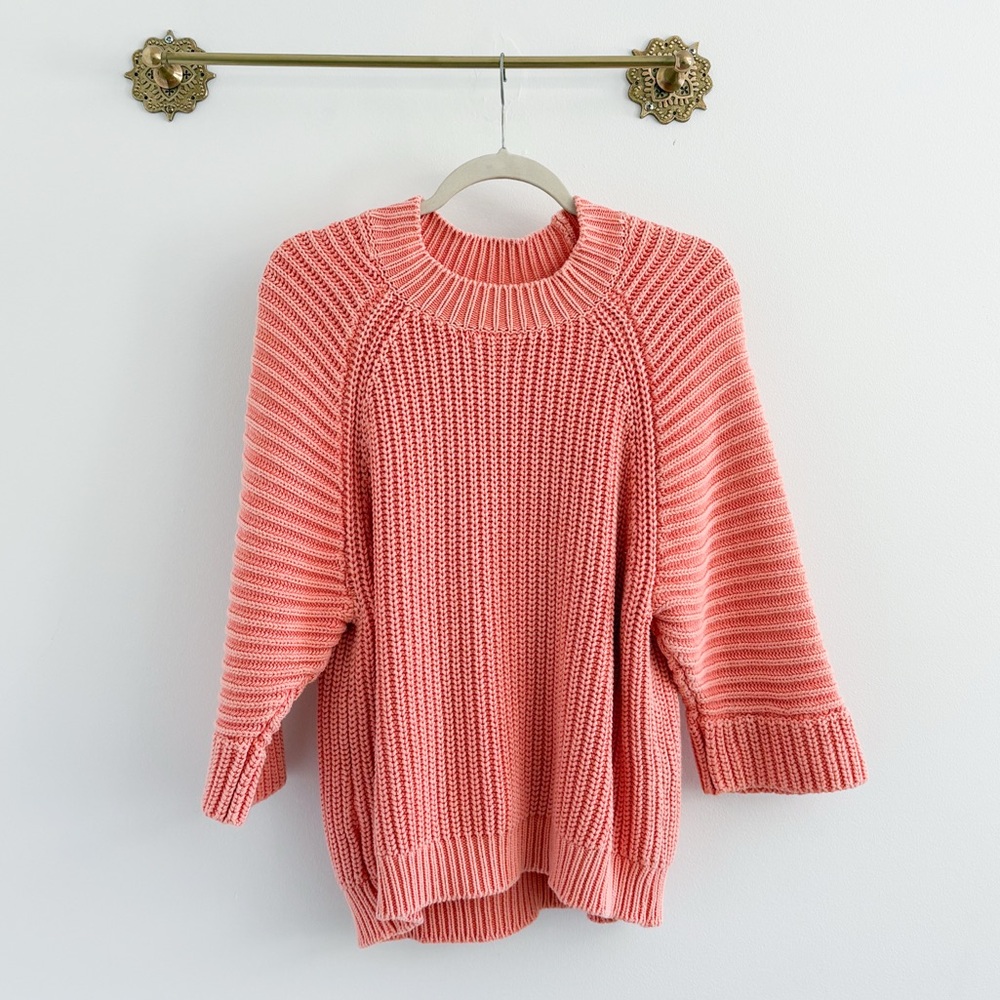 Anthropologie Coral Knit Crew Neck Sweater